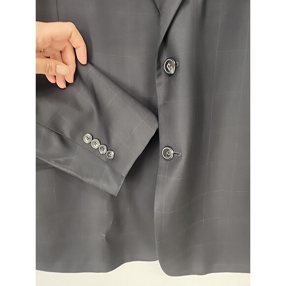 Sport Coat Blazer Jacket Check Navy Blue Wool Tweed Academia | Jos A. Bank 50R - Picture 5 of 10